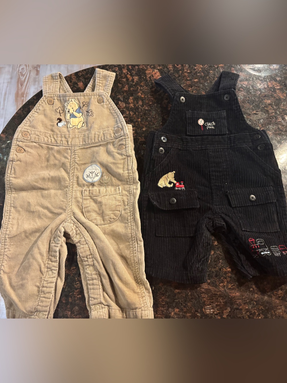 Disney Baby Pooh overalls bundle 3 M & 6-9 M